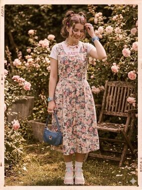 vintage 1980s floral cotton dress